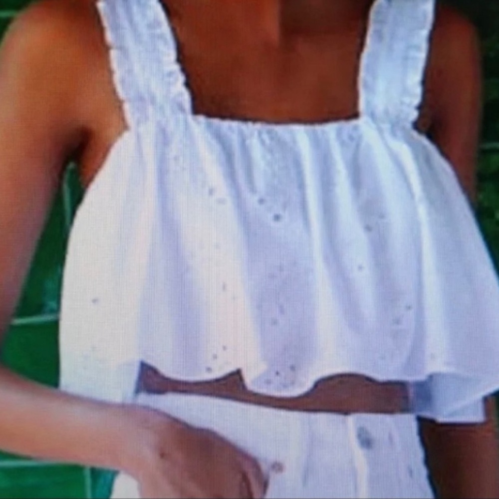 ZARA WHITE EYELET CROP TOP SIZE SMALL